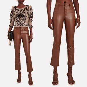 MOTHER- Mid Rise The Dazzler Faux Leather Ankle Pants Straight Leg Brown Size 27
